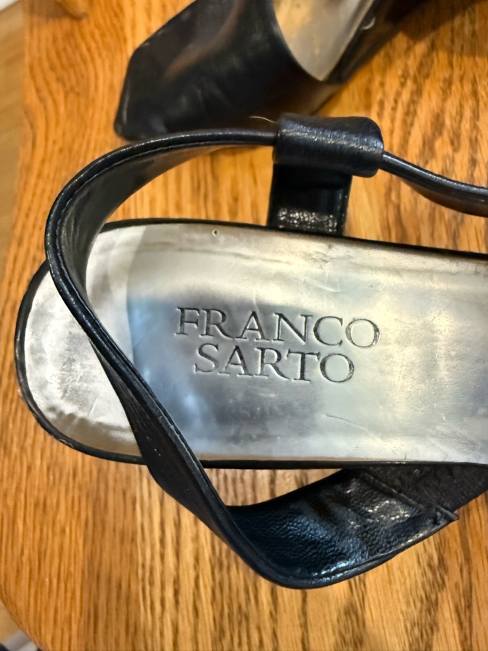 Franco Sarto Black Slingback Low Block Heel Sandals